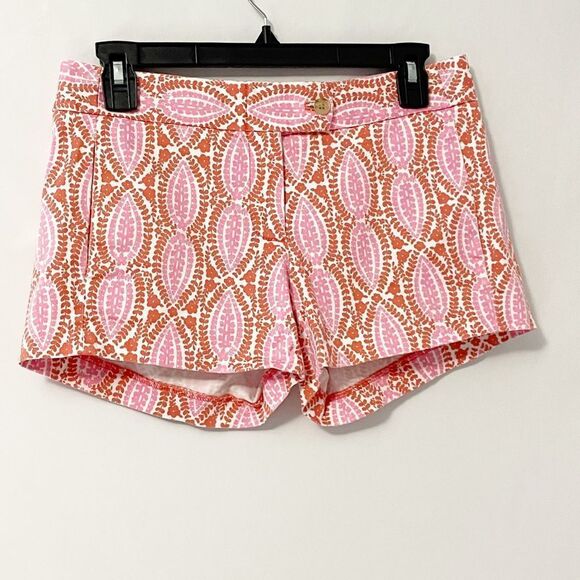 🟢J. Crew Factory Paisley Stretch Shorts White Pink Orange 0 - Picture 2 of 6